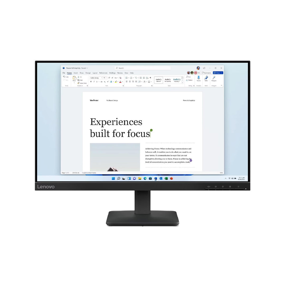 Lenovo L24-4e Monitor, 23.8-inch FHD display with IPS panel