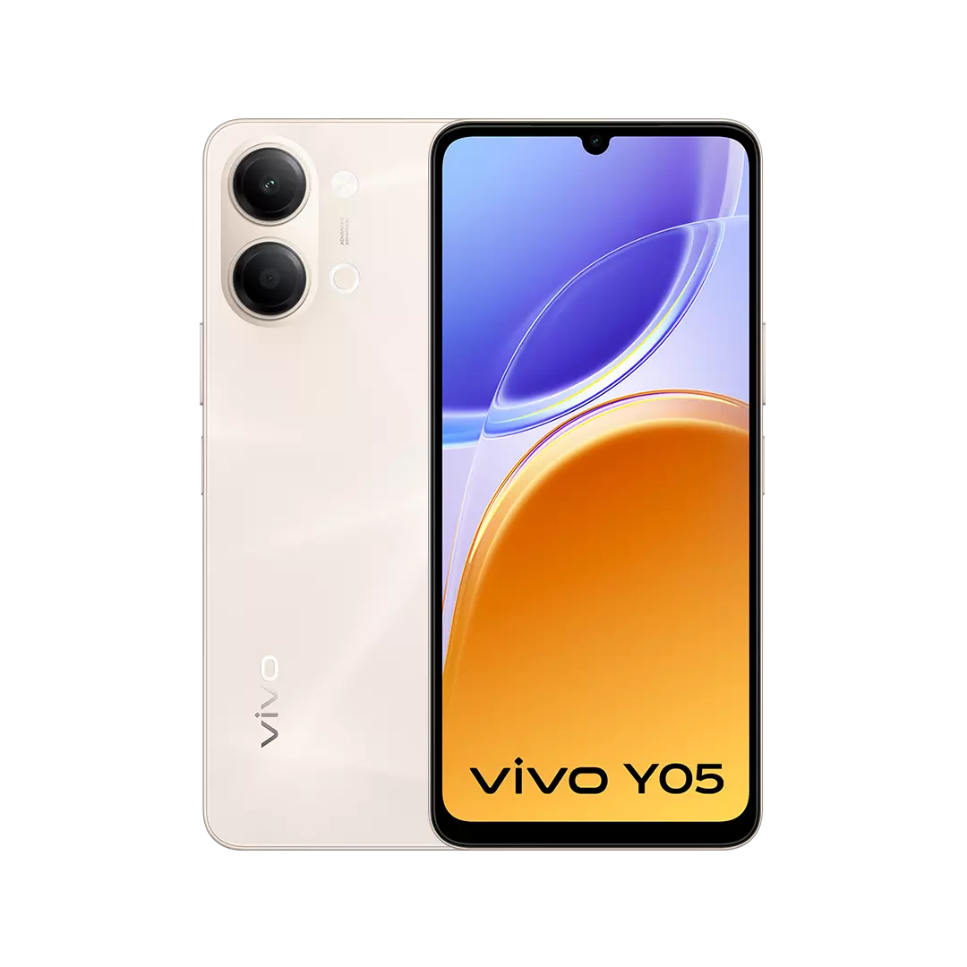 vivo Y05 | Unisoc T7225 Processor | 4GB RAM + 64GB Storage | 6.74" HD+ 120Hz Display | 8MP Rear Camera | 5MP Selfie Camera | 6500mAh Battery | 15W Fast Charging | Side Fingerprint Sensor | IP65 Dust & Water Resistance | Android 16