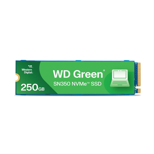 Western Digital WD Green SN350 NVMe 250GB, Upto 2400MB/s, 3 Y Warranty, PCIe Gen 3 NVMe M.2 (2280), Internal Solid State Drive (SSD) (WDS250G2G0C), Green