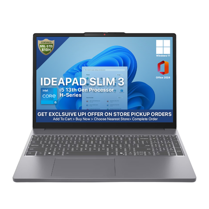 Lenovo IdeaPad Slim 3 Gen 10 | Intel® Core™ i5-13420H | 8GB DDR5 | 512GB SSD | 15.3" WUXGA IPS Display | Windows 11 Home + MS Office Home 2024 | Arctic Grey | 1.63kg | 83K100CAIN