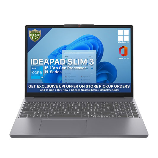Lenovo IdeaPad Slim 3 Gen 10 | Intel® Core™ i5-13420H | 8GB DDR5 | 512GB SSD | 15.3" WUXGA IPS Display | Windows 11 Home + MS Office Home 2024 | Arctic Grey | 1.63kg | 83K100CAIN