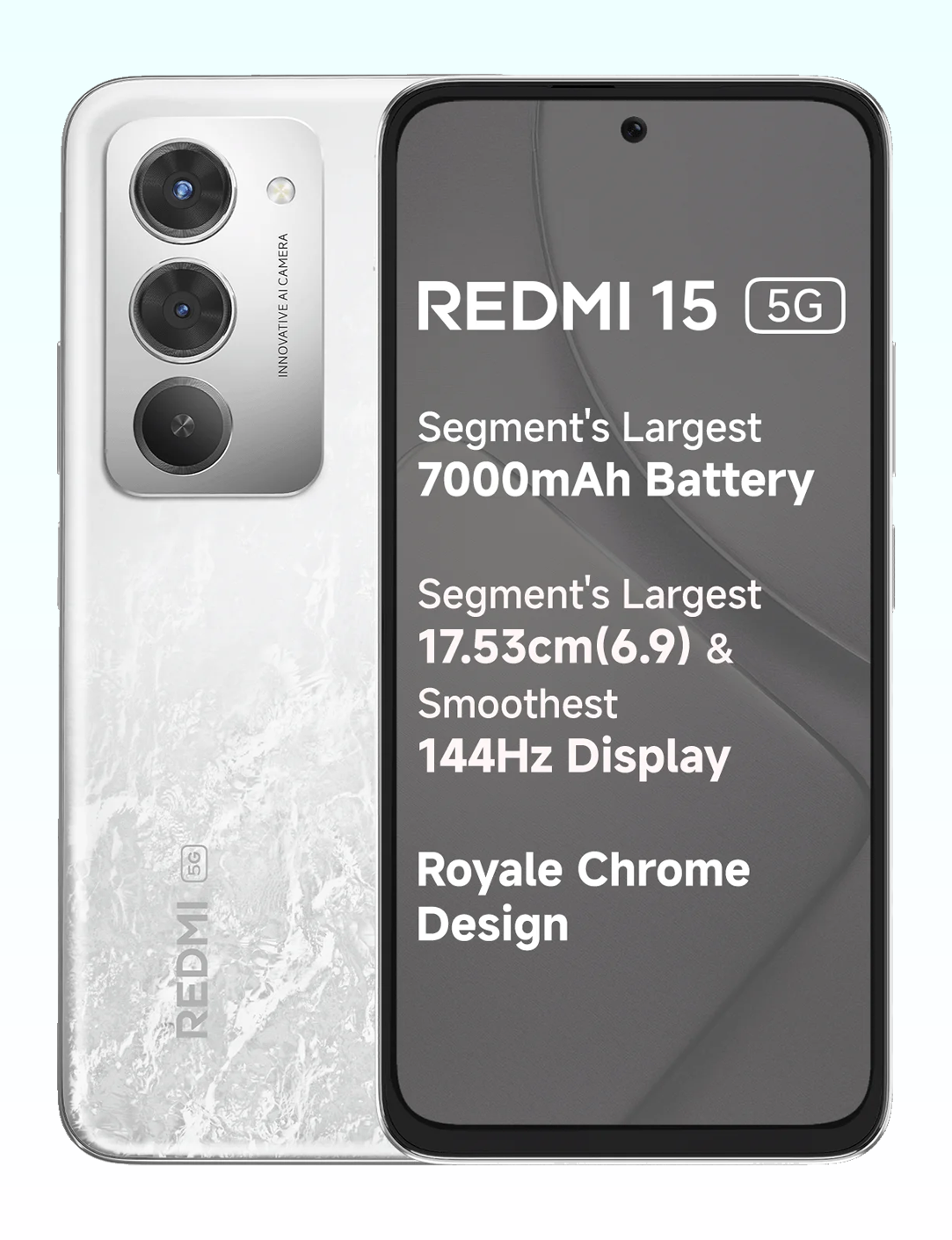 Redmi 15 5G 6GB + 128GB | Segment's Largest 7000mAhA Battery | Segment's Largest Display 17.53cm(6.9) Up to 144Hz | Snapdragon 6s Gen 3 | 18W Reverse Charging | 50MP AI Dual Camera